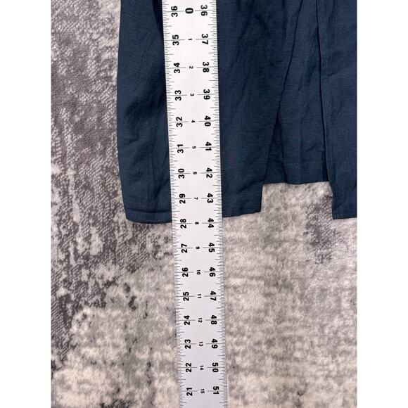 First Rite Dress Large Womens Blue Linen Blend Sleeveless Cross Front Midi - Picture 6 of 8